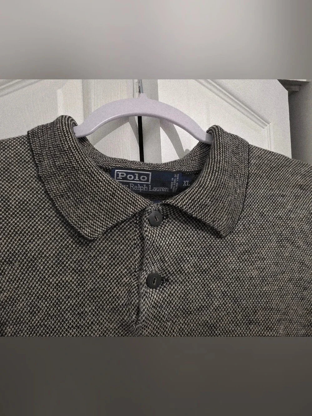 Polo by Ralph Lauren Heathered Gray Linen Knit Short-Sleeve Polo Sz XL